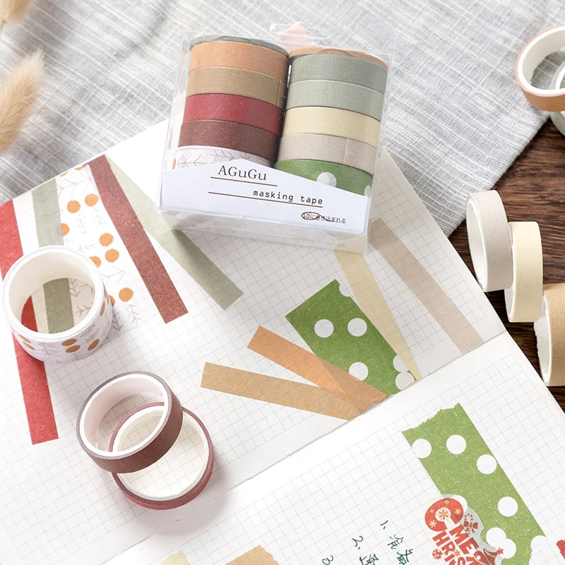 10 Rolls Kawaii Washi tapes set School supplies Cute stickers Masking tape Aesthetic stationery Scrapbooking journal decorati