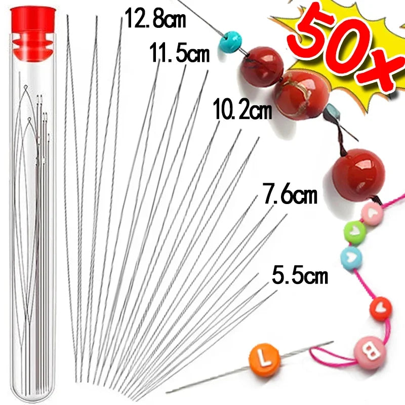 Beading Needles Pins Open Curved Big Eye Needle for Beads Bracelet DIY Jewelry Making Tools Handmade Craft Beaded Threading P