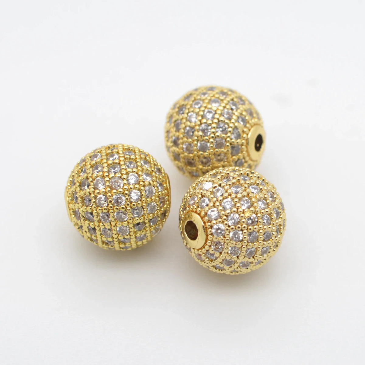 Beads for Jewelry Making Gold Silver Color Accessories Paved Zircon Spacer Bead String Beaded Diy Necklace Bracelet Chain Cha