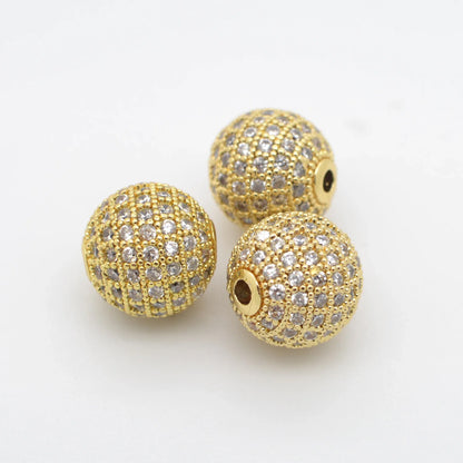 Beads for Jewelry Making Gold Silver Color Accessories Paved Zircon Spacer Bead String Beaded Diy Necklace Bracelet Chain Cha