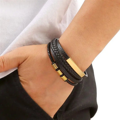 Classic Men's Leather Bracelet New Style Hand-woven Multi-layer Combination Accessory Fashion Man Jewelry