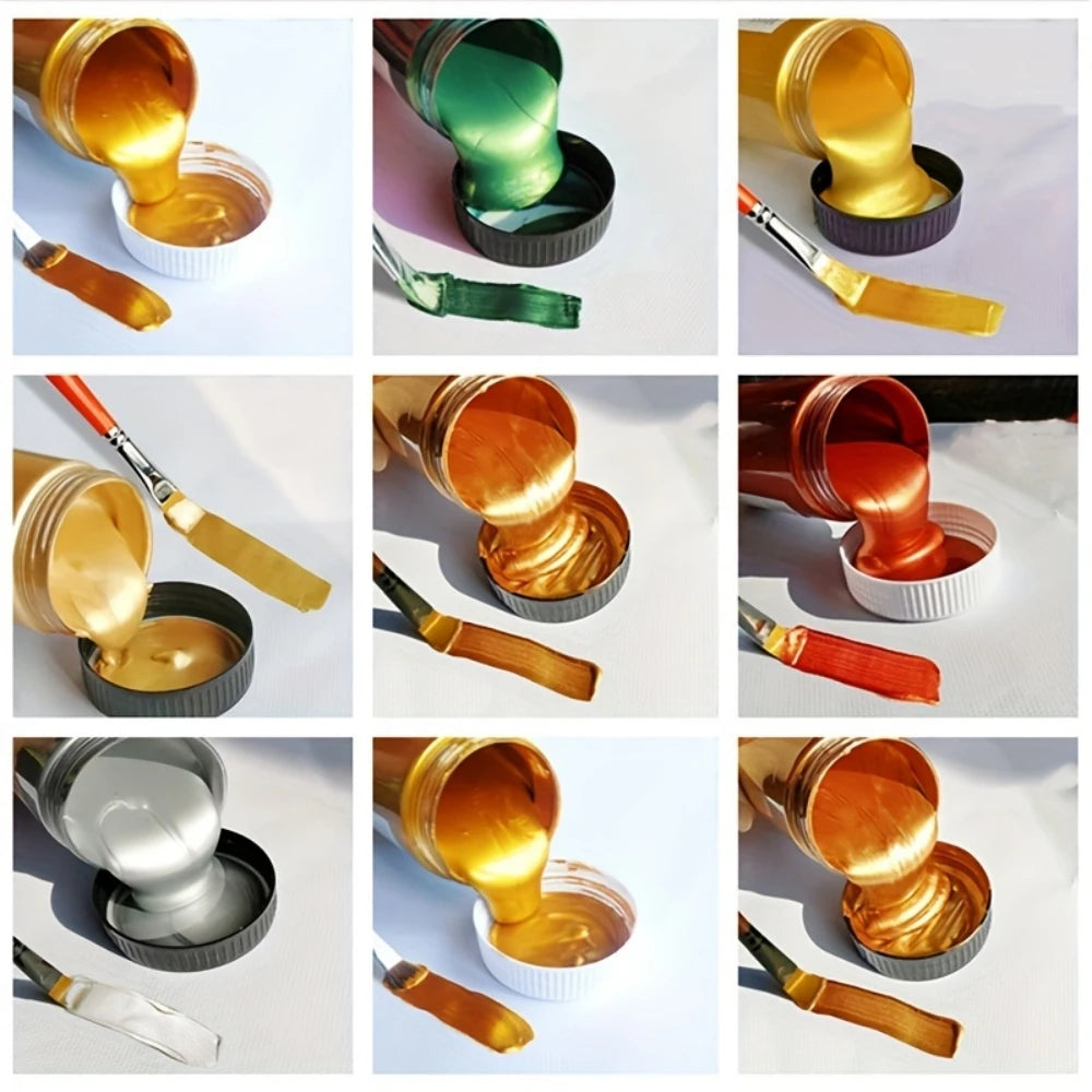 60ml Golden Paint Metallic Acrylic Paint,waterproof Not Faded for Statuary Coloring DIY Hand Clothes Painted Graffiti Pigment