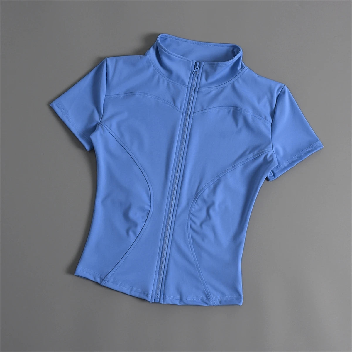 Casual Slim Sports Coat For Women Short Sleeve Solid Zipper Tops Female Cycling Running Yoga Outfit Clothes Summer Sport Jack