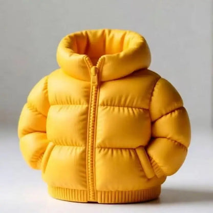 3D Puffer Jacket Shape Pen Holders,Cute Creative Stand-Up Storage Pen Pouch for Desk & Office - 1PC-Yellow