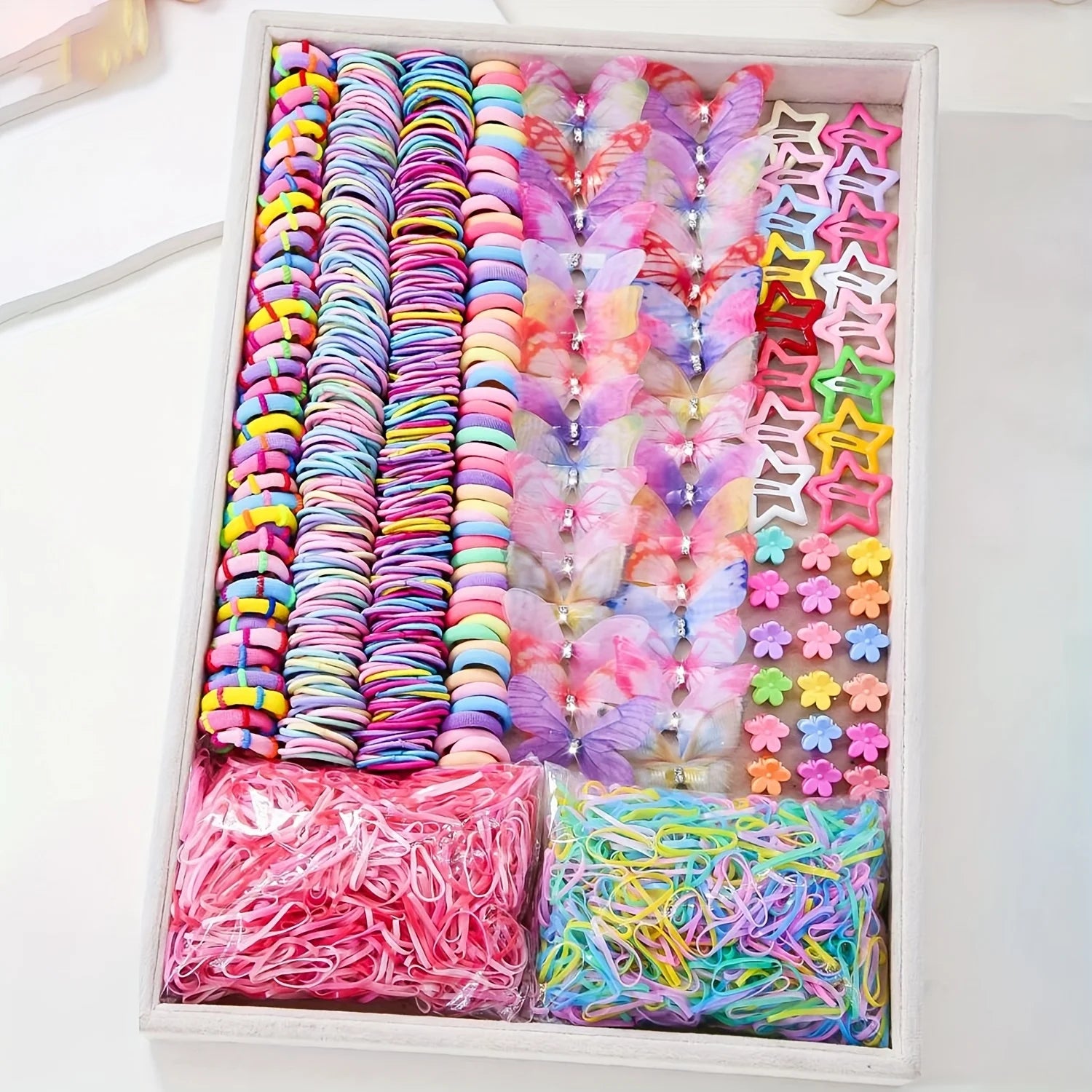 941 sets of colorful and cute outfits for girls | Includes various clips, hair ties, flowers, and double-layered bow headpiec