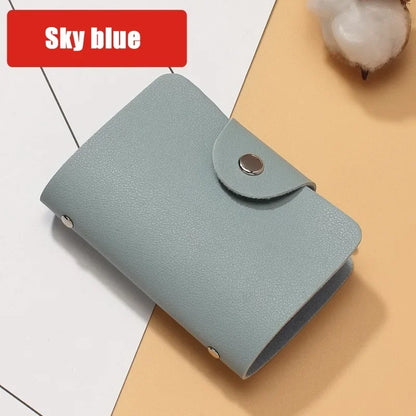 Business Card Holder Anti-theft ID Credit Card Holder Fashion Women's 24 Cards Slim PU Leather Pocket Case Coin Purse Wallet