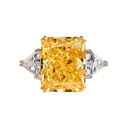 Luxury Geometric Big Square Stone Rings For Women Silver Color Charm Pink Yellow Zircon Wedding Bands Index Finger Party Jewe