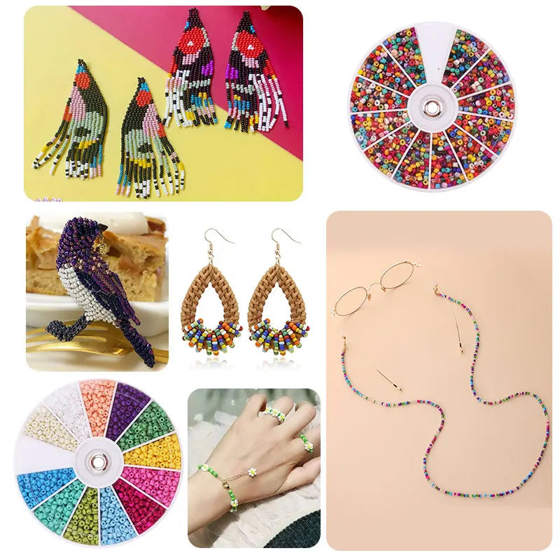 2000pcs/Lot 12Grids Glass Seed Beads Set Charms Jewelry Beads For Bracelet Necklace Earrings Handmade Craft DIY Jewelry Makin