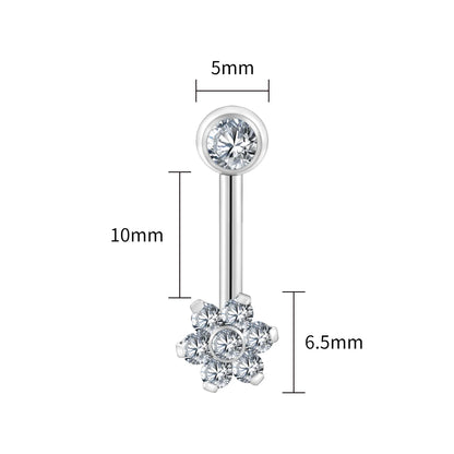 Right Grand ASTM F136 Titanium CZ Flower VCH Piercing 14G L-Bend Barbell Christina Piercing Jewelry - Tit 1.6x10mm