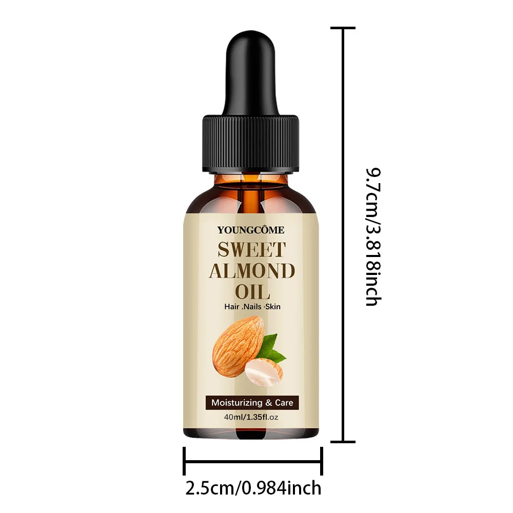 40/60ml Pure Natural Almond Essential Oil Moisturizing Skin Face Hair Care Massage Diffuser Oil - 40ml
