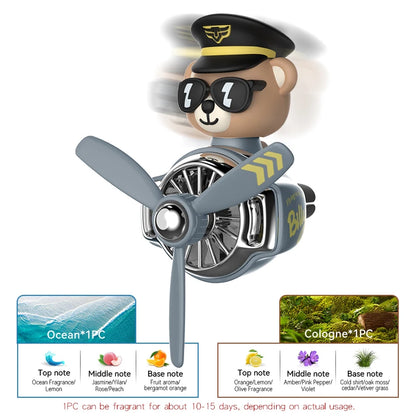Rotating airplane pilot bear car air fresheners accessories interior decorations fan vent clips perfume fragrance diffuser ar