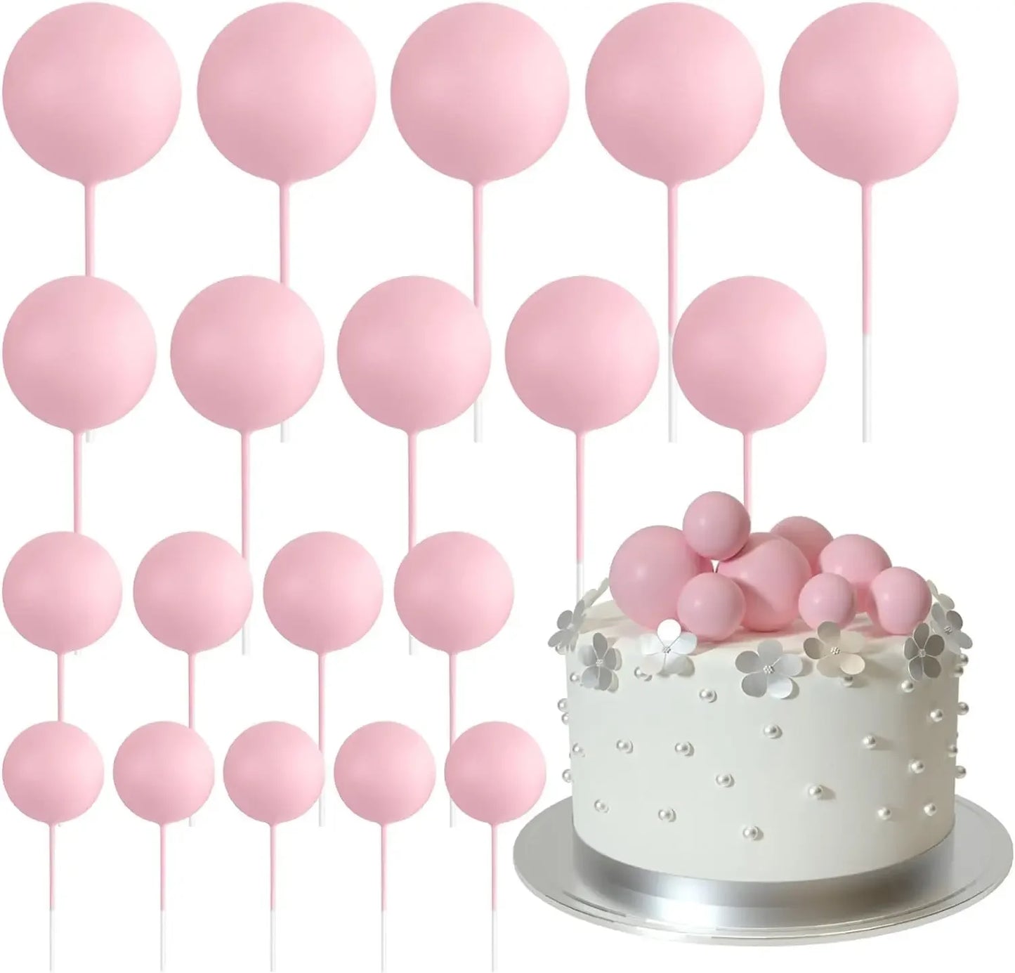 20-Piece Mini Balloon Cake Topper Decorations with Gold Ball Picks - Festive Cake Decor for Celebrations