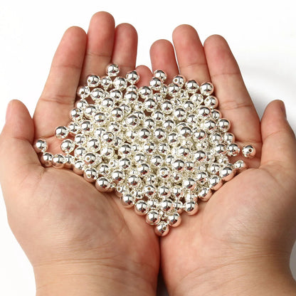 3/4/6/8/10/12mm Round Spacer Beads CCB Gold Silver Color Smooth Loose Ball Beads for Bracelet DIY Jewelry Making Accessories
