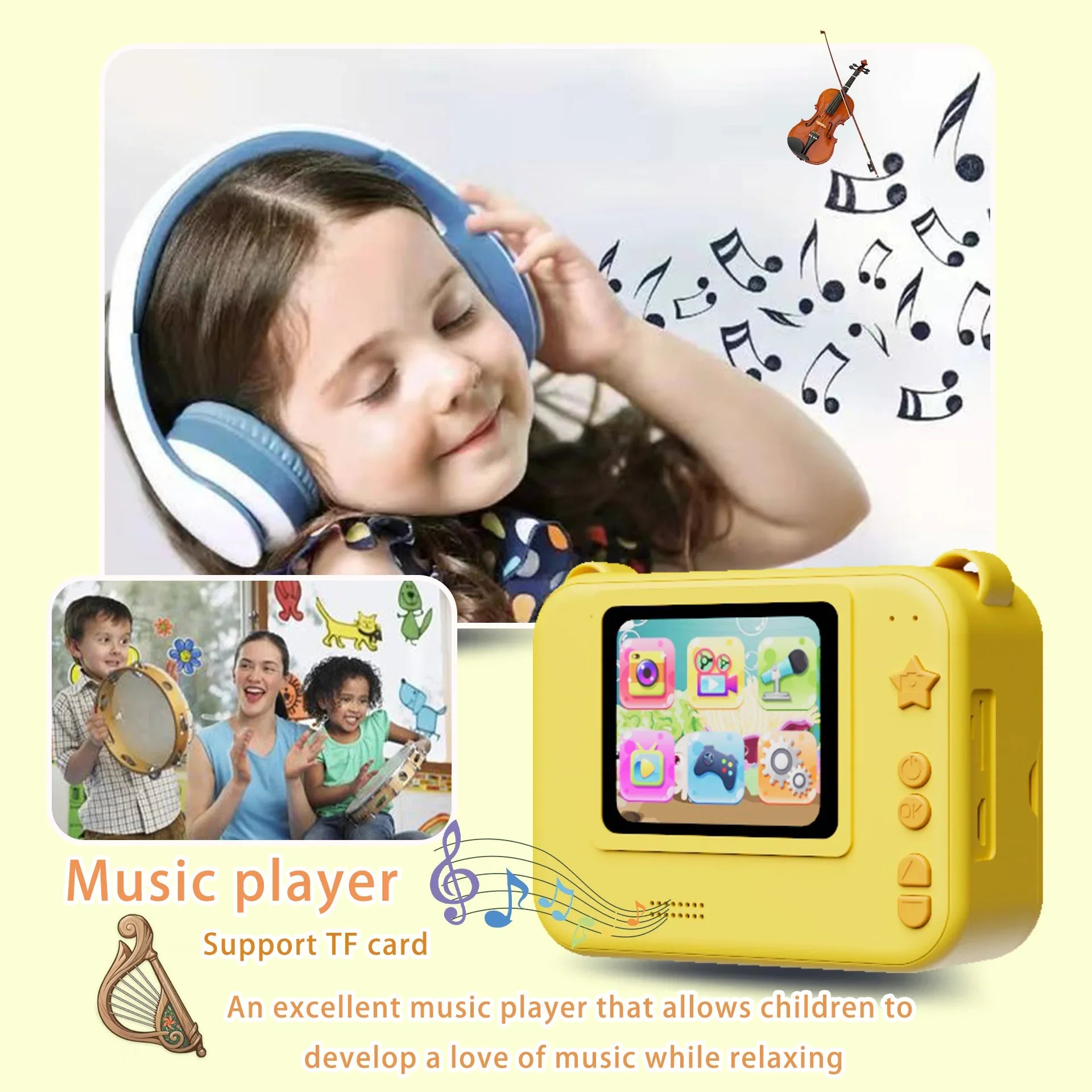 Kids Camera Digital Children Camera 1080P HD Mini Thermal Printer Video Recorder with Instant Print Photo Festive Gift for Ki