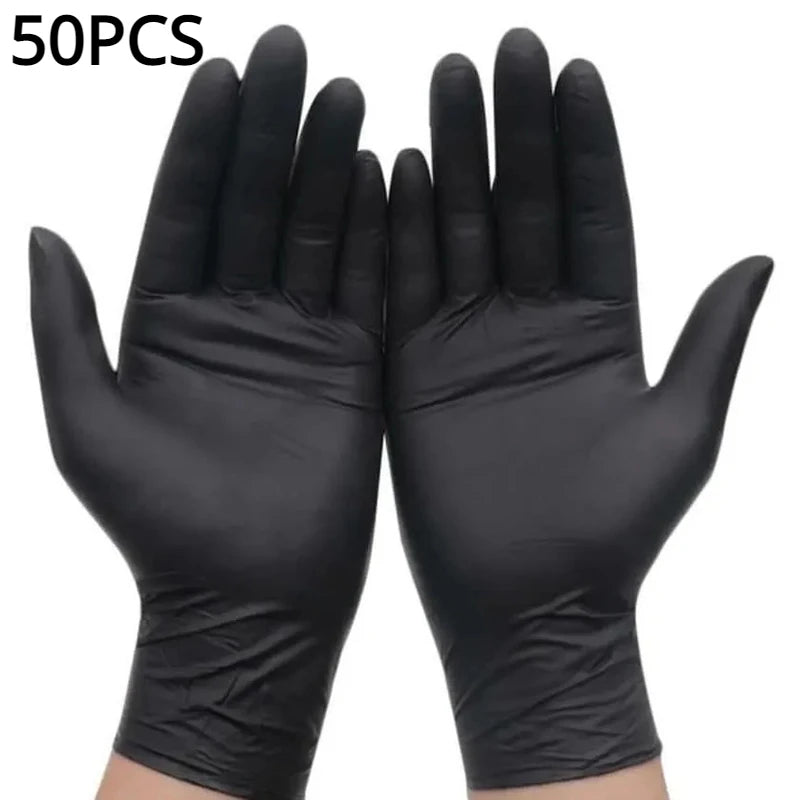 100/50/20PCS Black Nitrile Gloves Thickened Disposable Gloves for Cleaning Hairdressing Waterproof Dishwashing Tattoo Gloves 
