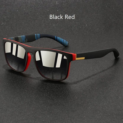 Fashion Vintage Square Sunglasses Men Women Fishing Driving Man Designer Sun Glasses Anti-Glare Retro Eyewear - Black Red