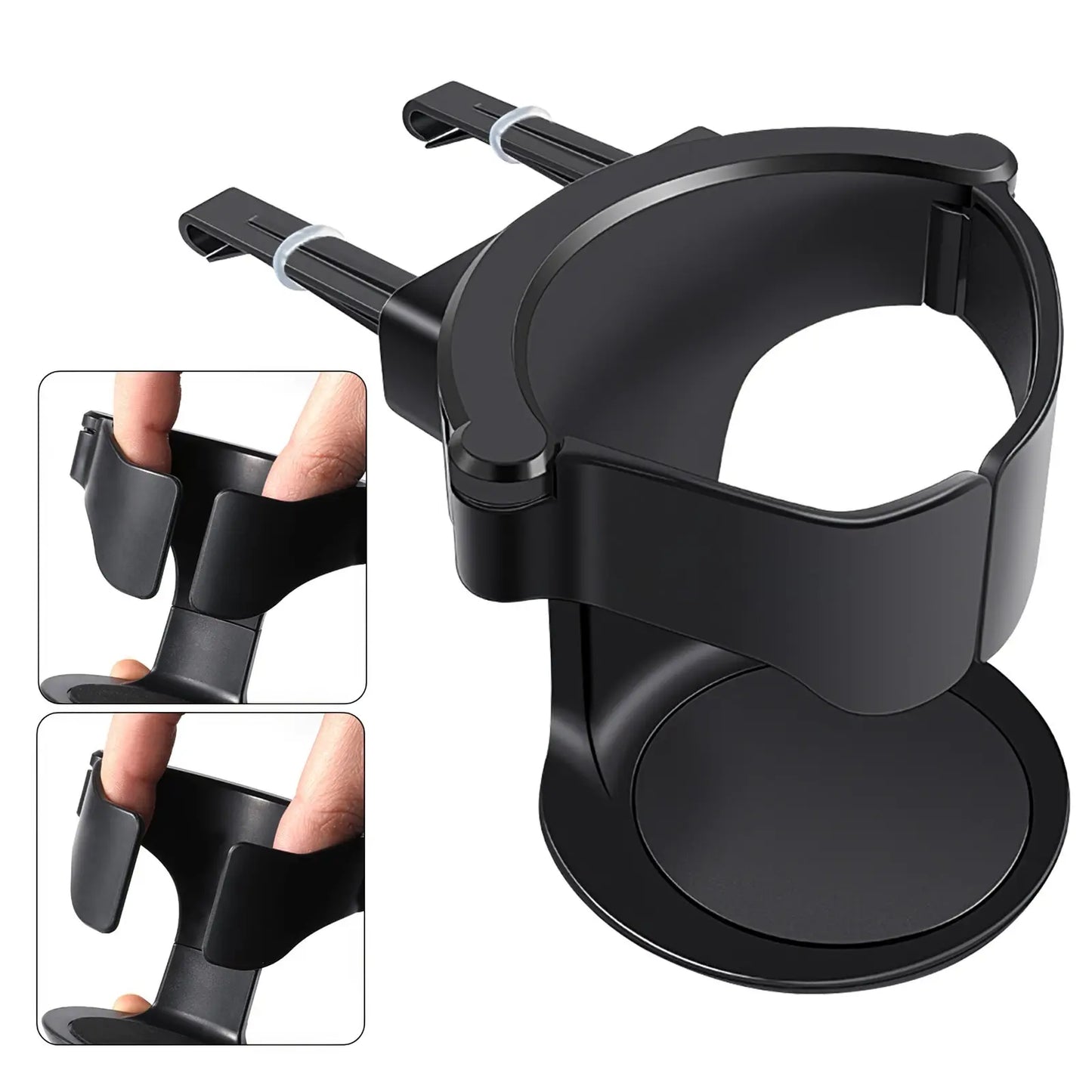 Car Cup Holder for Air Vent - Universal Auto Drink Rack Stand for Water Bottles & Ashtray - black