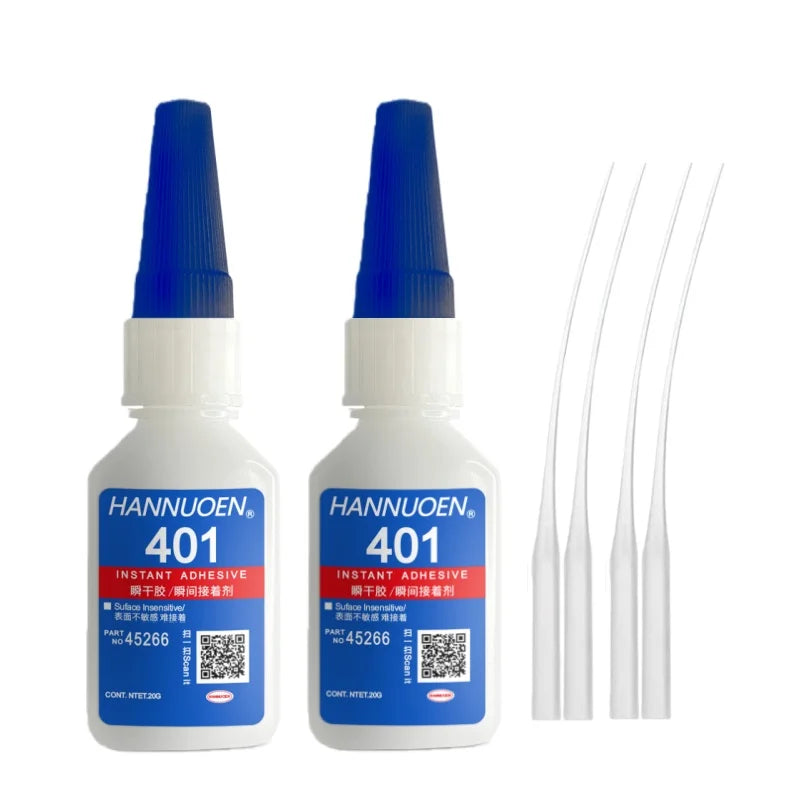 Super Glue Strong Bond for Shoes/Glass/Metal/Wood/Plastic,Ceramic Quick Dry Industrial Strength Instant Adhesive - 401-20g-2p