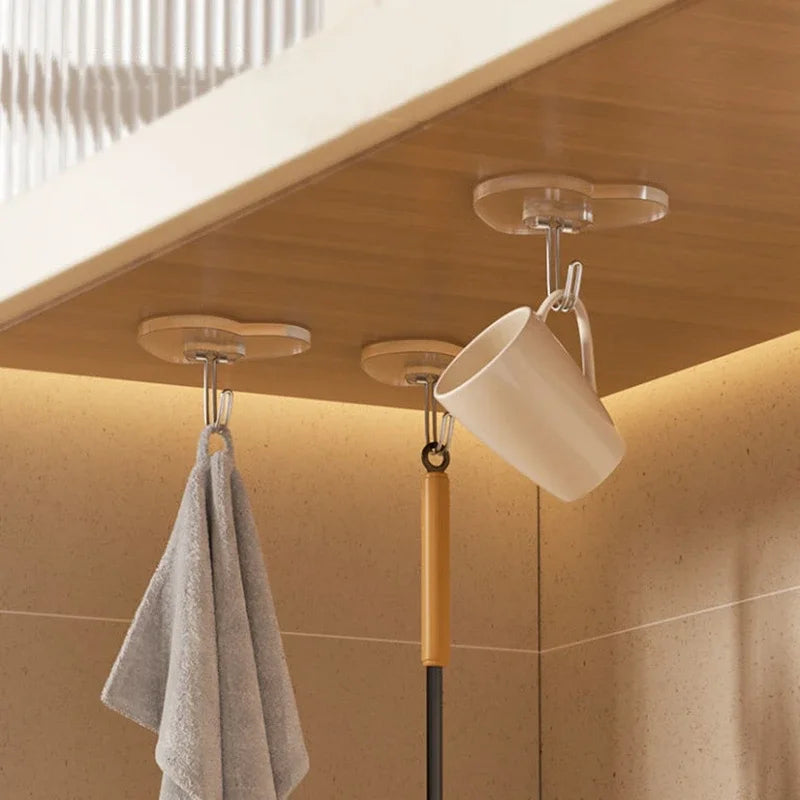 Heart Shape Transparent Hooks Non Punching Plastic Love Hangers Holder Self Adhesive Key Towel Multi-Purpose Hooks Storage Ra