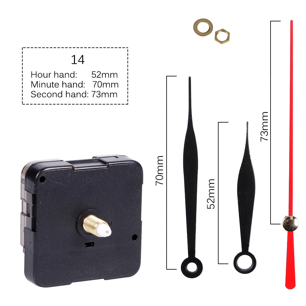 Clock Mechanism Silent Quartz Movement Machine Wall Hands Pointer Set Clockwork Table Long Shaft DIY Watches Repair Parts - 8