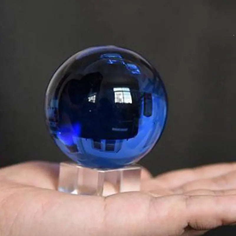 40MM Blue Crystal Ball Ornaments Asian Rare Natural Magic Glass Ball Healing Sphere Photography Decoration Home Decorative Ba