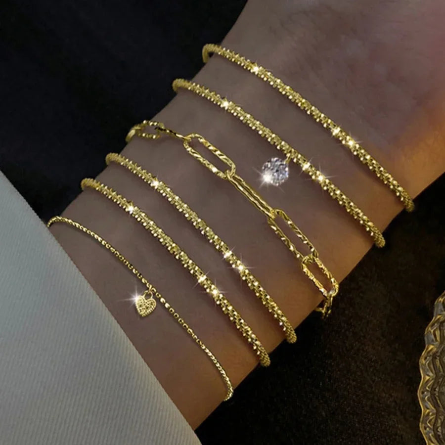 6Pcs 925 Sterling Silver Rhinestone Bracelets for Women Girls Luxury Korean Sparkling Starry Sky Charm Bracelets Party Jewelr