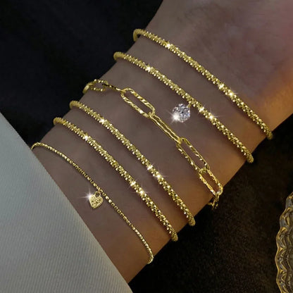6Pcs 925 Sterling Silver Rhinestone Bracelets for Women Girls Luxury Korean Sparkling Starry Sky Charm Bracelets Party Jewelr