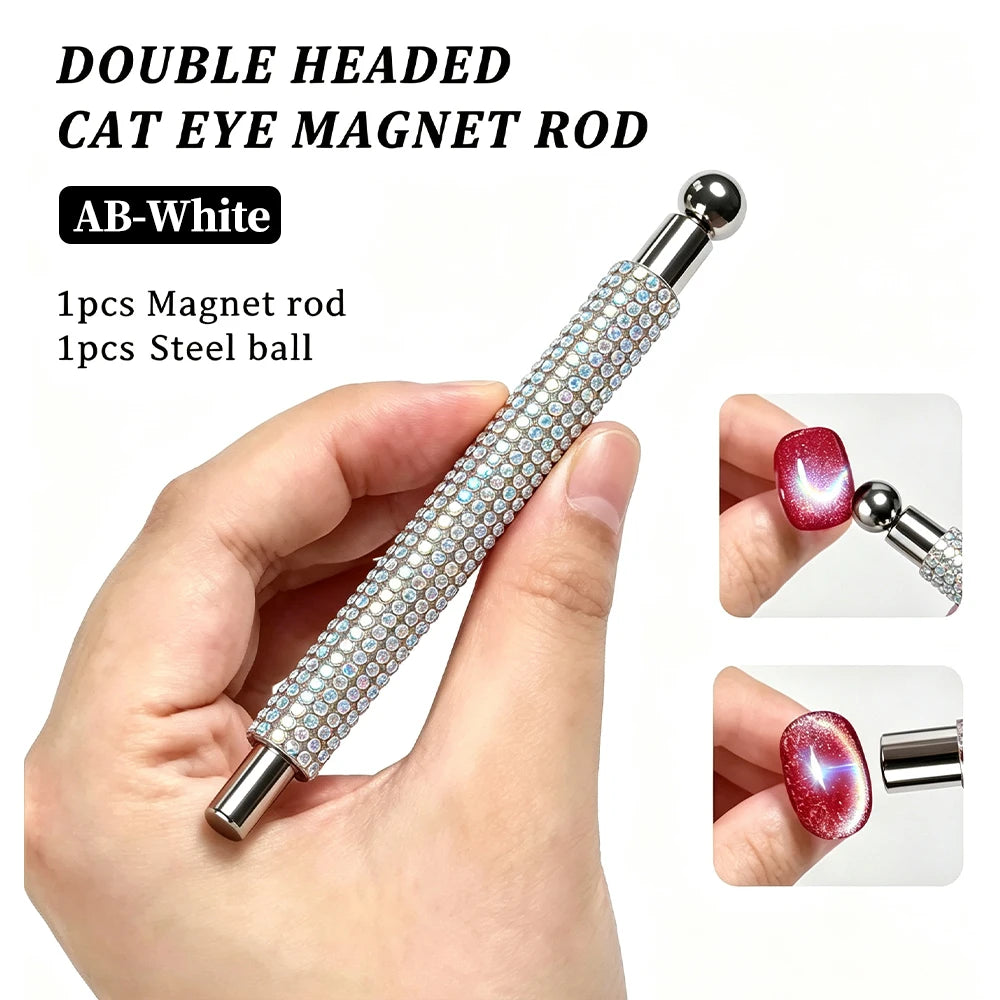 1/2Pcs Nail Cat Eye Magnetic Ball With Nail Magnetic Stick Tool Set Double-head Strong Magnet Pen 3D Cat Eye Gel Nail Supplie