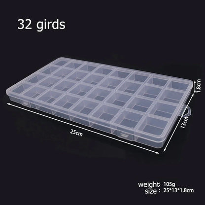 6–32 Compartment Plastic Storage Organizer Box for Beads, Jewelry & Craft Supplies - 32 girds