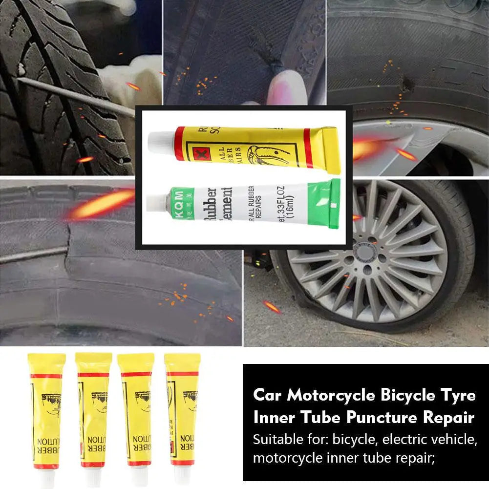 Bike Tire Patch Kit - Instant Puncture Repair Glue & Rubber Cement for Bicycle Inner Tube Tires