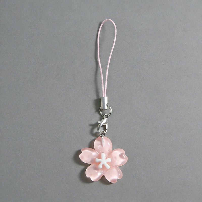 Colorful Resin Flower Phone Chains for Women Korean Style Fresh Cute Transparent Bag Key Pendant Best Friend Compact Accessor