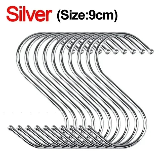 Stainless Steel S Hooks with Sharp Tip Utensil Meat Clothes Hanger Hanging Hooks for Butcher Shop Kitchen Baking Tools - larg
