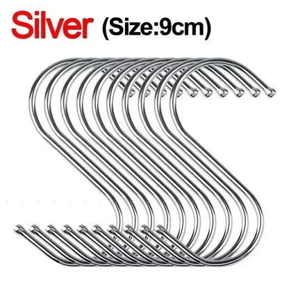 Stainless Steel S Hooks with Sharp Tip Utensil Meat Clothes Hanger Hanging Hooks for Butcher Shop Kitchen Baking Tools - larg