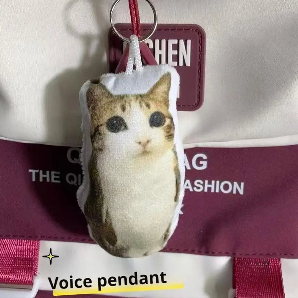 Cat Voice Keychain With Sound Funny Cute Rotating Keyring Pendant Portable Plush Cartoon Bag Pendant Gift For Backpacks 열쇠고리