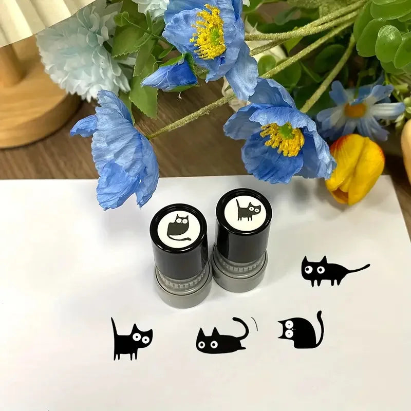 1pc 4 Styles Cute Cartoon Stamps Lovely Small Black Cat Stamp DIY Scrapbooking Decoration Diary Collage Stationery