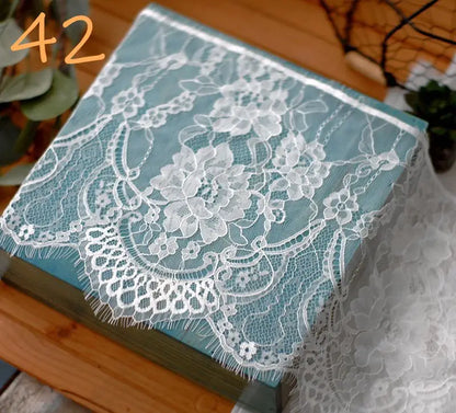 26cm Wide Eyelashes Lace Trim DIY Handmade Decoration Clothing Wedding Dress Lace Skirt Sleeve Accessories Fabric - WHITE