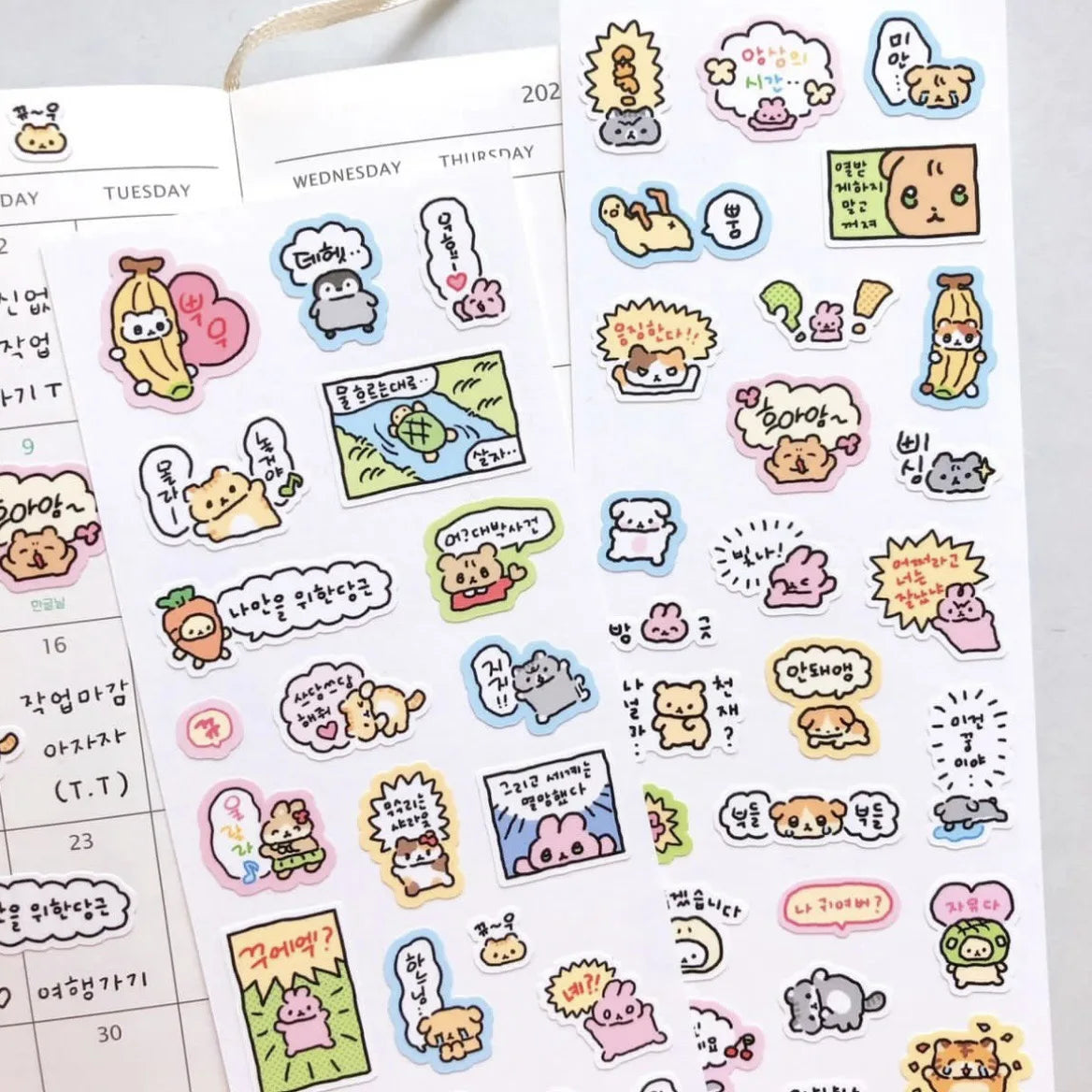 Korean Cartoon Cute Kawaii Graffiti Hand Drawn Rabbit Sticker Hand Account Photo Planner Diary Scrapbook DIY Decorative Stick