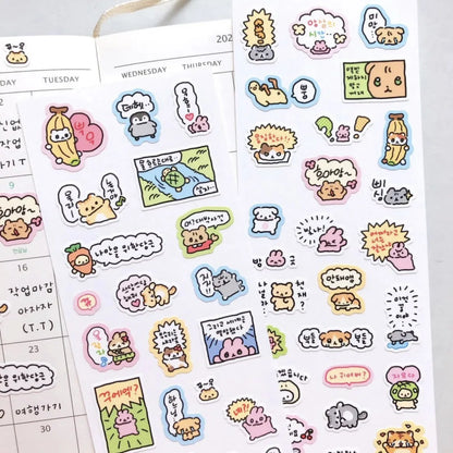 Korean Cartoon Cute Kawaii Graffiti Hand Drawn Rabbit Sticker Hand Account Photo Planner Diary Scrapbook DIY Decorative Stick