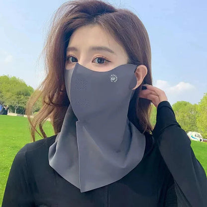 Women Sunscreen Veil Summer Neck Face Mask UV Protection Breathable Ice Silk Sun Protection Masks Veils Outdoor Sport Face Co