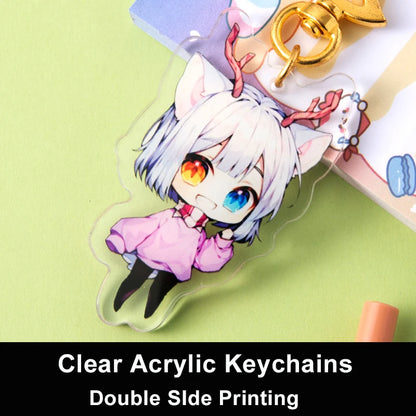 Custom Keychains Cartoon Llavero Key Chain Photo Customized Anime Charms Hologram Clear Acrylic Personalized Designer Keychai
