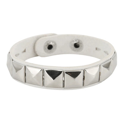2025 One Row Punk Rock Studded Bracelet Square Spiked Leather Cuff Bracelet for Men Women \Wristband Bracelet - 6