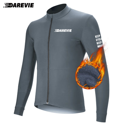DAREVIE Cycling Jersey Winter Thermal Fleece Cycling Jersey Men Long Sleeve Hot Warm Soft Brushed Breathable Bicycle Clothing