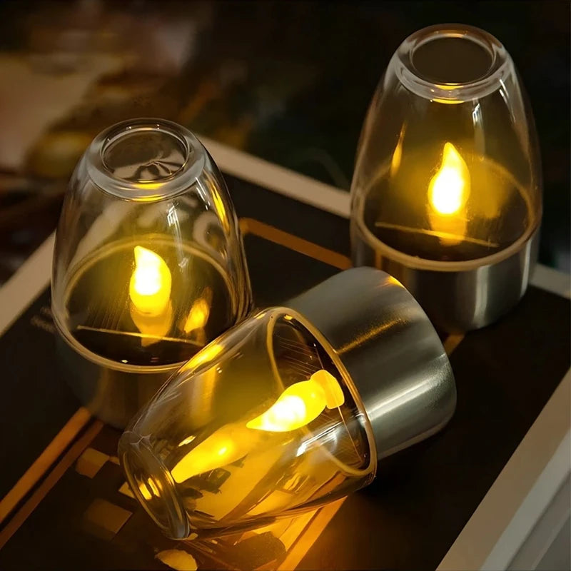 LED Solar Candles Light Flameless Rechargeable Night Light For Wedding Party Garden Decor Outdoor Waterproof Solar Candles La