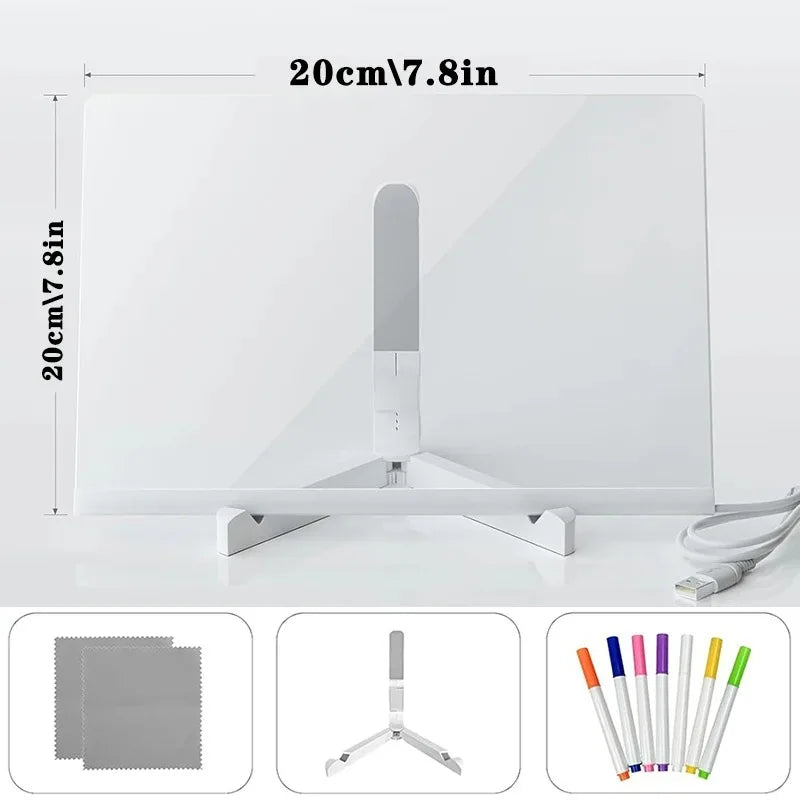 With 7 Colorful Pens Erasable DIY Children's Glowing Board LED Light Up Acrylic Message Board For Kids Birthday Christmas Gif