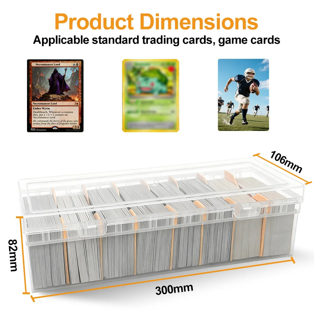 Holds 800+ Trading Card Storage Box for MTG PKM Cards Plastic Large Clear Compartmentalized Organizer Card Case for Sports PT