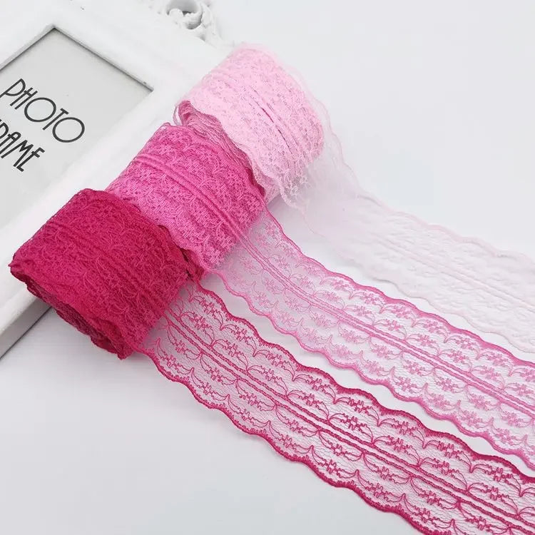 4.5cm Lace Ribbon 10Meters/Roll White Black Pink Red Blue Green Purple Beige Orange Yellow Burgundy Coffee Lace Tape DIY Craf