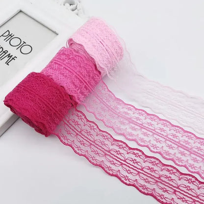 4.5cm Lace Ribbon 10Meters/Roll White Black Pink Red Blue Green Purple Beige Orange Yellow Burgundy Coffee Lace Tape DIY Craf
