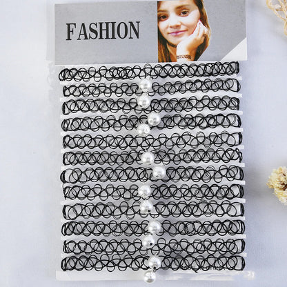 12pcs/lot Vintage Hippy Stretch Tattoo Choker Necklace Elastic Chocker Necklace Fishing Line Tattoo Colorful Necklace - Style