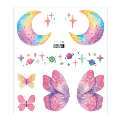 3D Fairy Butterfly Wings Shiny Tattoo Sticker Waterproof Eyes Face Body Art Fake Tattoos For Women Makeup Dance Music Festiva