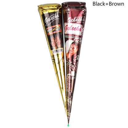 GOLECHA Black Brown Red White Henna Cones Indian Henna Tattoo Paste For Temporary Tattoo Body Art Sticker Mehndi Body Paint -